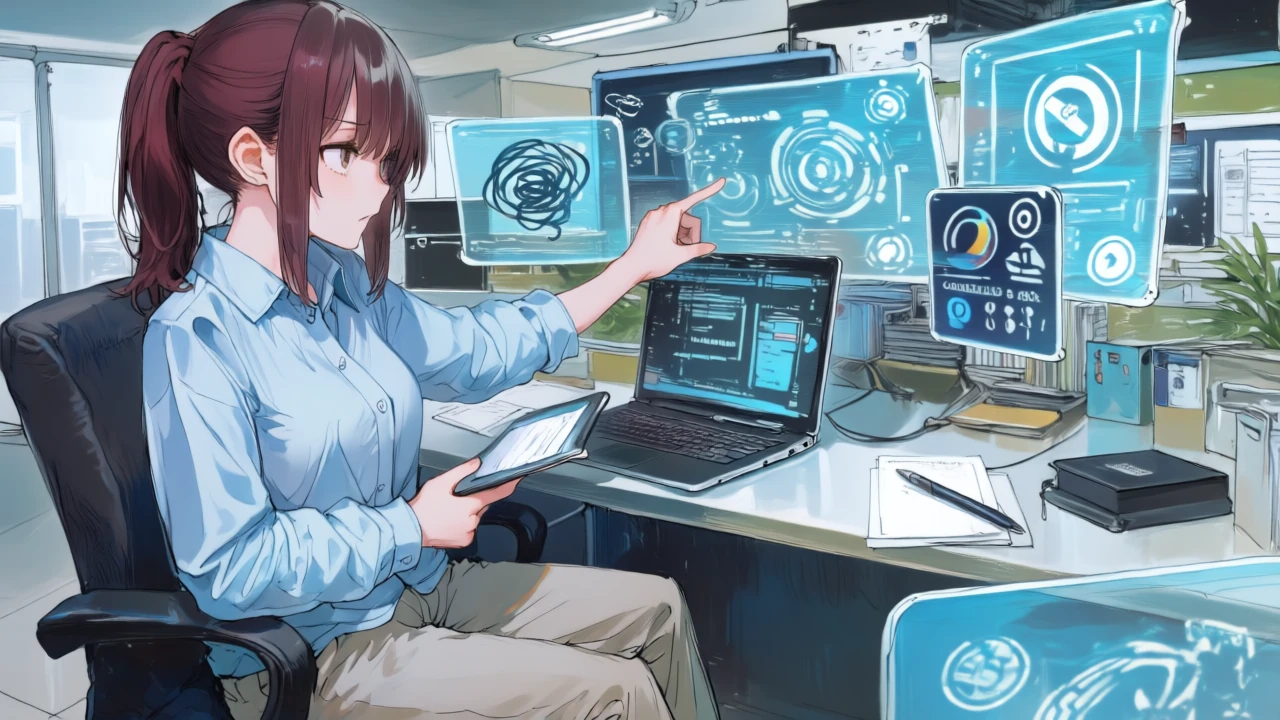 日本語プロンプトを入力し、ベータ表示やモデル種別を確認してから各アプリに受け渡す女性