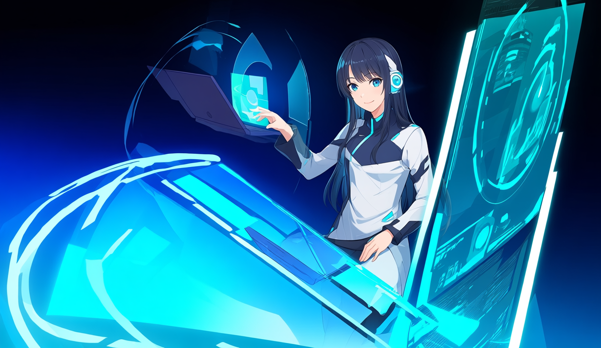 Adobe Fireflyを紹介するAIガイドのアニメイラスト