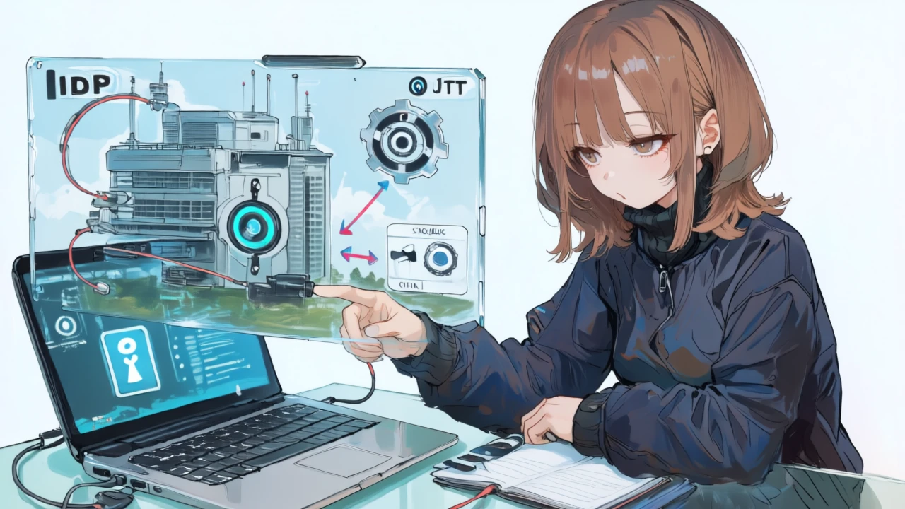 ガラスボードにIdPとPerplexityの連携フロー（JITとSCIM）を図解し、運用手順を設計する